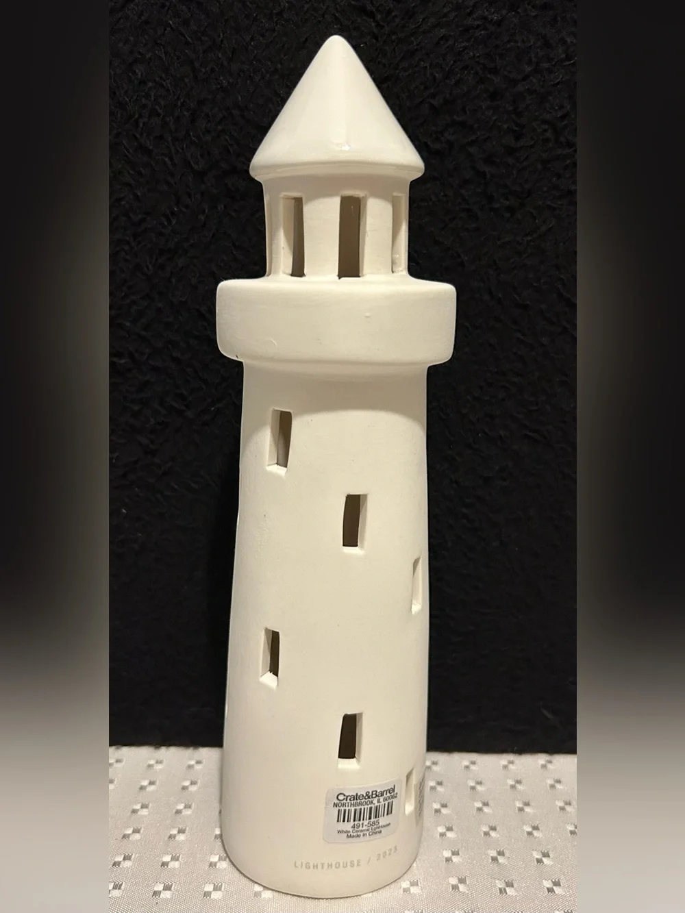 Crate & Barrel White Ceramic Lighthouse 9